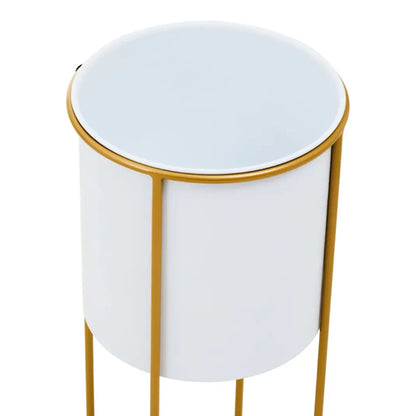 Trosa Large Metal Floor Standing Planter In White And Gold