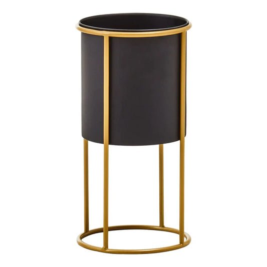 Trosa Large Metal Floor Standing Planter In Black And Gold