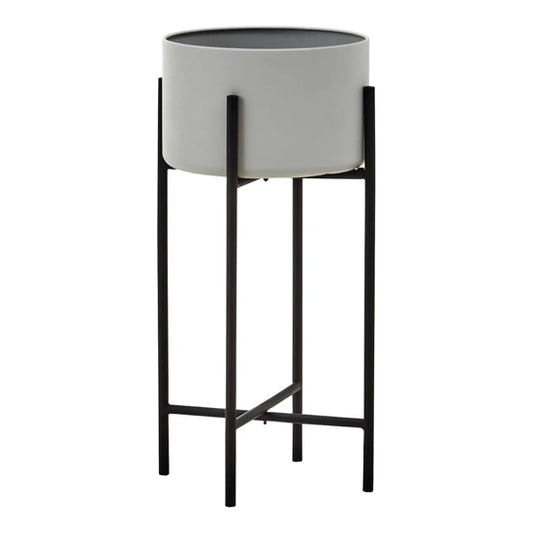 Trosa Large Metal Floor Standing Planter In Grey And Black