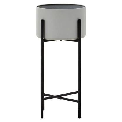 Trosa Large Metal Floor Standing Planter In Grey And Black