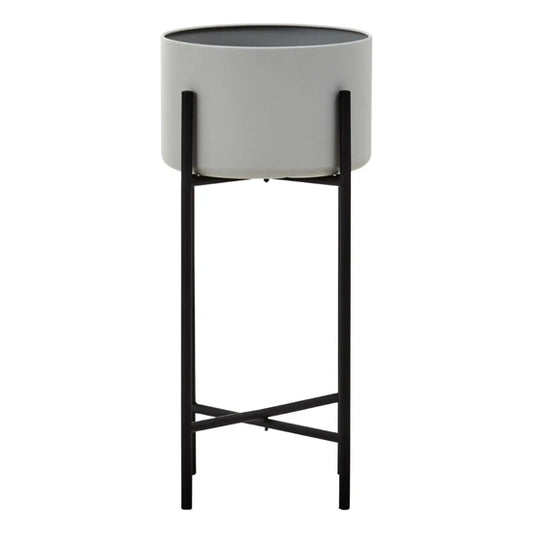 Trosa Large Metal Floor Standing Planter In Grey And Black