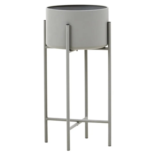 Trosa Large Metal Floor Standing Planter In Grey