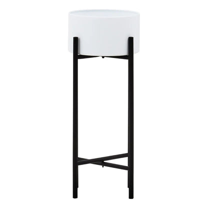 Trosa Small Metal Floor Standing Planter In White And Black