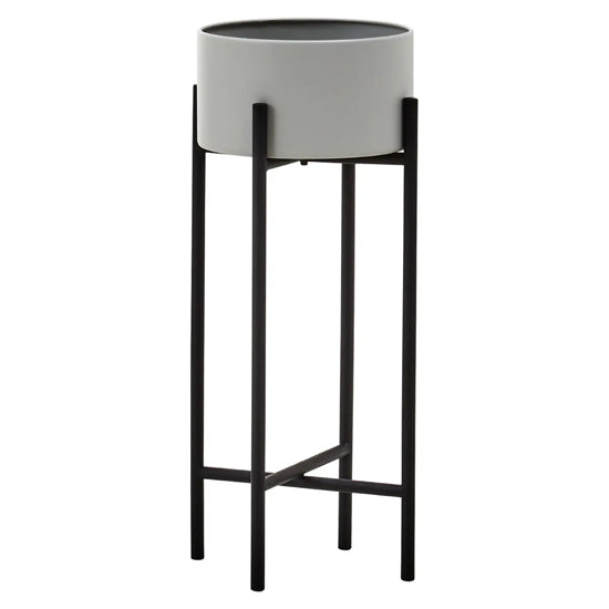 Trosa Small Metal Floor Standing Planter In Grey And Black