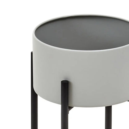 Trosa Small Metal Floor Standing Planter In Grey And Black