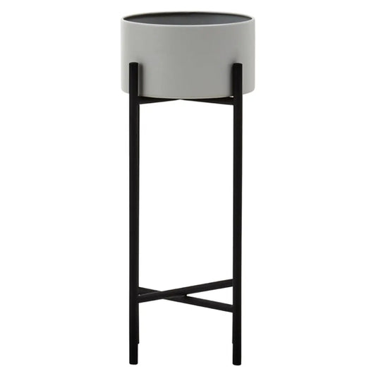 Trosa Small Metal Floor Standing Planter In Grey And Black
