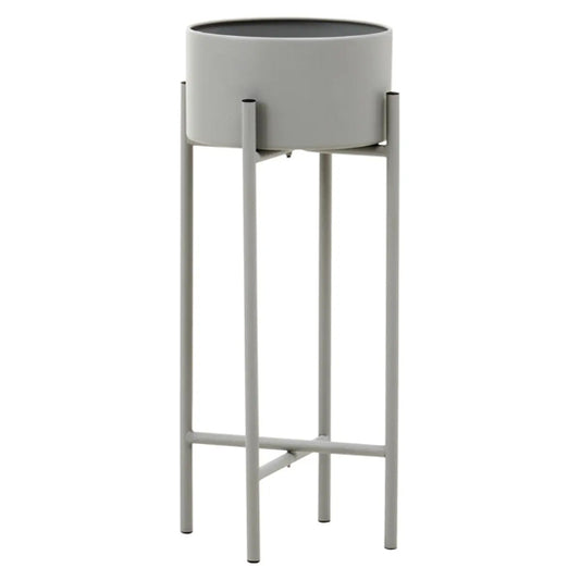 Trosa Small Metal Floor Standing Planter In Grey