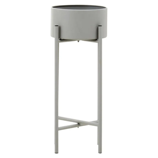 Trosa Small Metal Floor Standing Planter In Grey