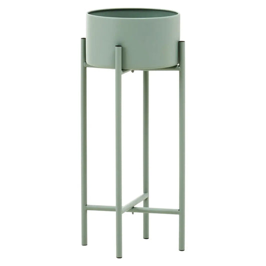 Trosa Small Metal Floor Standing Planter In Green