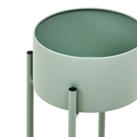 Trosa Small Metal Floor Standing Planter In Green