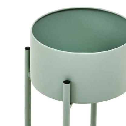 Trosa Small Metal Floor Standing Planter In Green