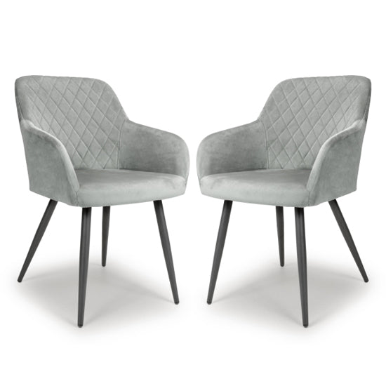 Marina Grey Brushed Velvet Dining Chairs In Pair