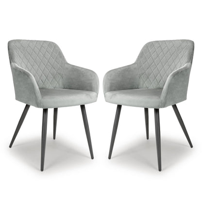 Marina Grey Brushed Velvet Dining Chairs In Pair