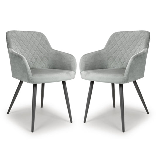 Marina Grey Brushed Velvet Dining Chairs In Pair