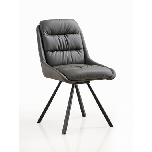 Arnhem Grey Leather Effect Dining Chairs In Pair