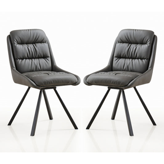 Arnhem Grey Leather Effect Dining Chairs In Pair