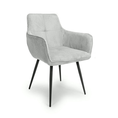 Denver Light Grey Corduroy Fabric Dining Chairs In Pair