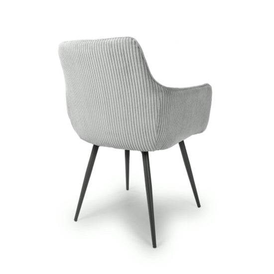 Denver Light Grey Corduroy Fabric Dining Chairs In Pair