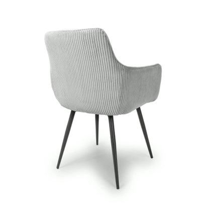 Denver Light Grey Corduroy Fabric Dining Chairs In Pair