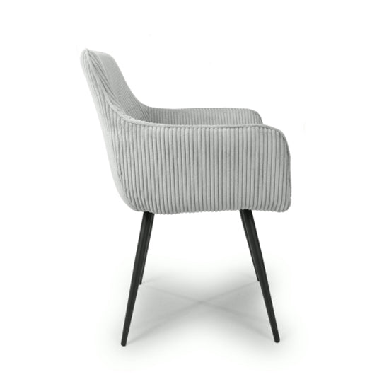 Denver Light Grey Corduroy Fabric Dining Chairs In Pair