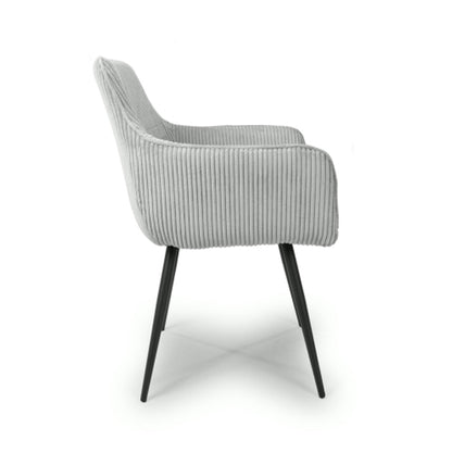 Denver Light Grey Corduroy Fabric Dining Chairs In Pair