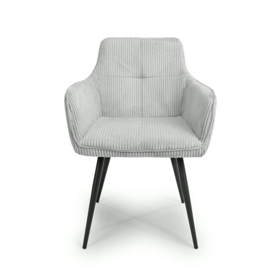 Denver Light Grey Corduroy Fabric Dining Chairs In Pair