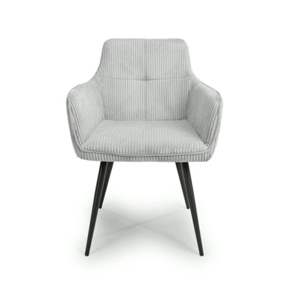 Denver Light Grey Corduroy Fabric Dining Chairs In Pair