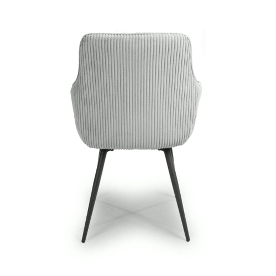 Denver Light Grey Corduroy Fabric Dining Chairs In Pair