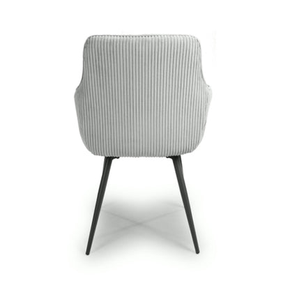 Denver Light Grey Corduroy Fabric Dining Chairs In Pair