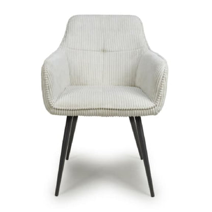 Denver White Corduroy Fabric Dining Chairs In Pair