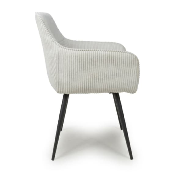 Denver White Corduroy Fabric Dining Chairs In Pair