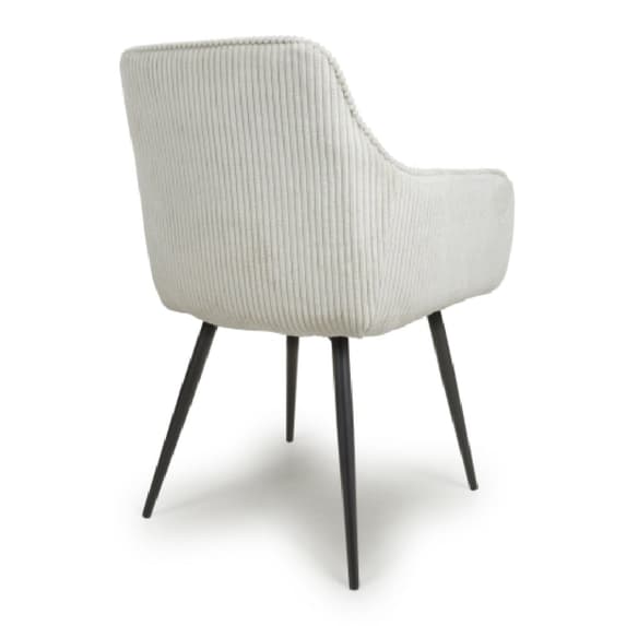Denver White Corduroy Fabric Dining Chairs In Pair