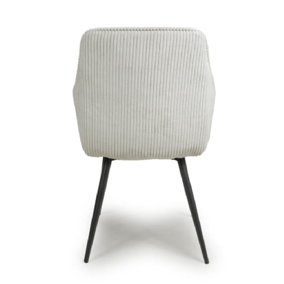 Denver White Corduroy Fabric Dining Chairs In Pair