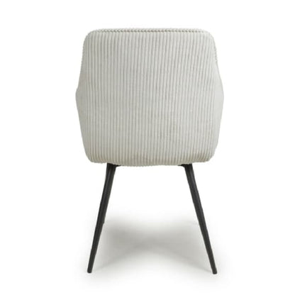Denver White Corduroy Fabric Dining Chairs In Pair