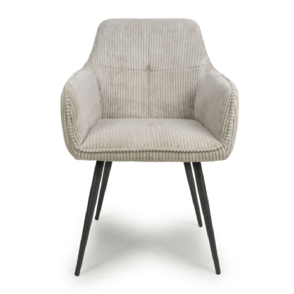Denver Mink Corduroy Fabric Dining Chairs In Pair