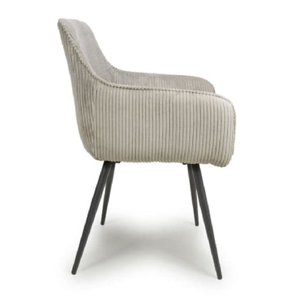 Denver Mink Corduroy Fabric Dining Chairs In Pair