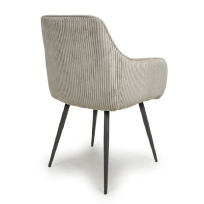 Denver Mink Corduroy Fabric Dining Chairs In Pair