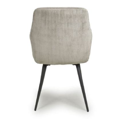 Denver Mink Corduroy Fabric Dining Chairs In Pair