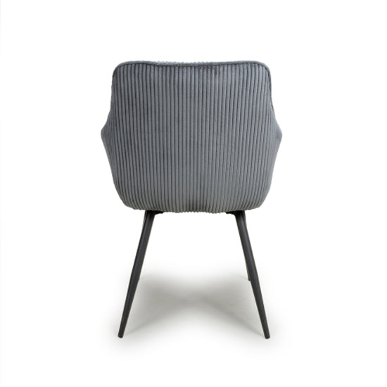 Denver Dark Grey Corduroy Fabric Dining Chairs In Pair