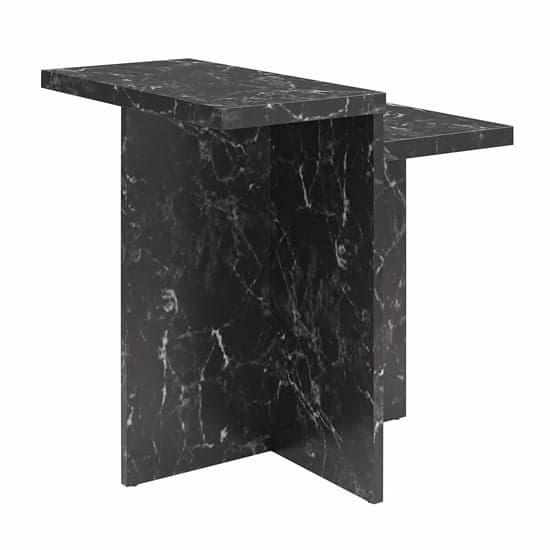 Brielle Wooden Side Table In Black Faux Marble Effect