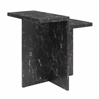 Brielle Wooden Side Table In Black Faux Marble Effect