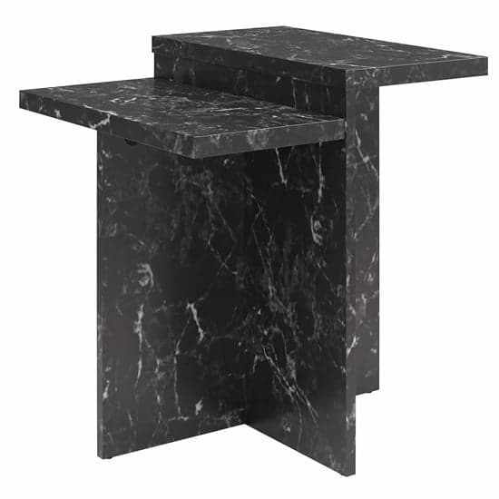 Brielle Wooden Side Table In Black Faux Marble Effect