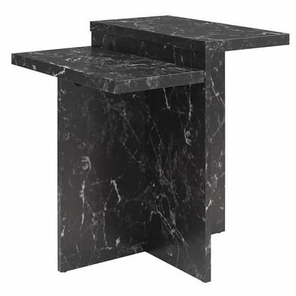 Brielle Wooden Side Table In Black Faux Marble Effect