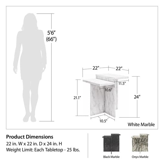 Brielle Wooden Side Table In Black Faux Marble Effect