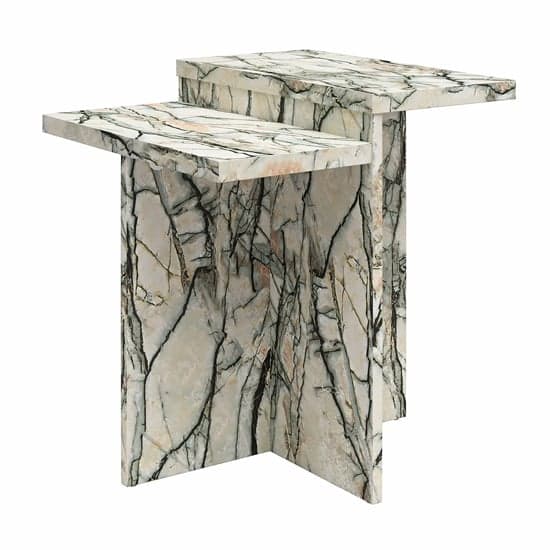 Brielle Wooden Side Table In Onyx Faux Marble Effect