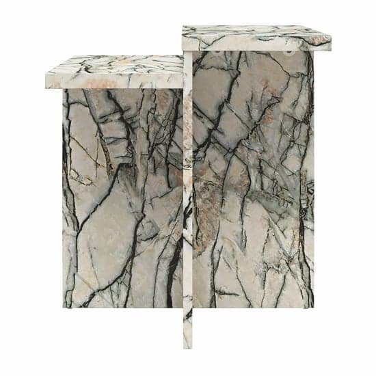 Brielle Wooden Side Table In Onyx Faux Marble Effect