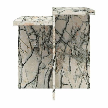 Brielle Wooden Side Table In Onyx Faux Marble Effect
