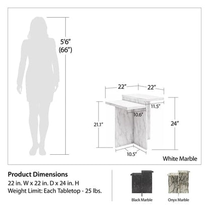 Brielle Wooden Side Table In Onyx Faux Marble Effect