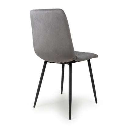 Lisbon Grey Brushed Velvet Dining Chairs In Pair