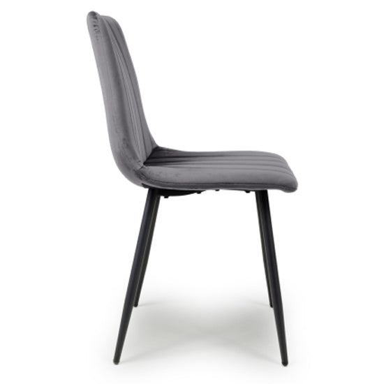 Lisbon Grey Brushed Velvet Dining Chairs In Pair